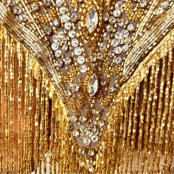 LoveSohnaDesigns Elegant Gold Embellished Mini Dress - (Custom Size) - Picture 8 of 15